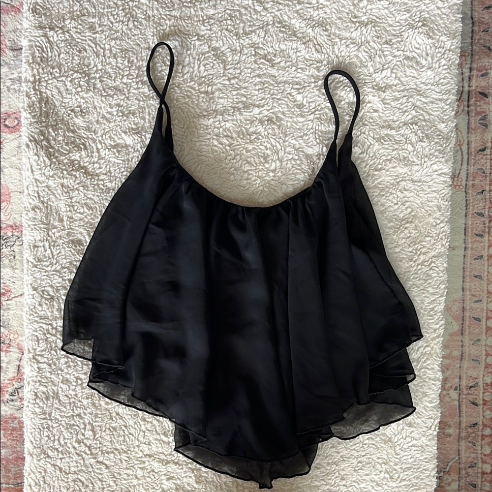 Monaco Black Satin Crop Top